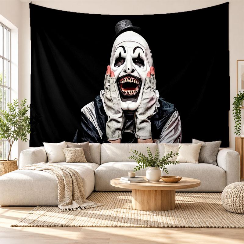 Terrifier Art the Clown Wandteppich Heimdekoration Hängendes Tuch Kunst Hintergrundteppich für Schlafzimmer