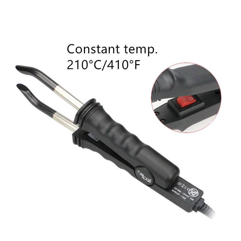 Black Hair Extension Iron, Adjustable Temperature, Quick Heat Glue, Pliers Clips Tools, EU/US Plug