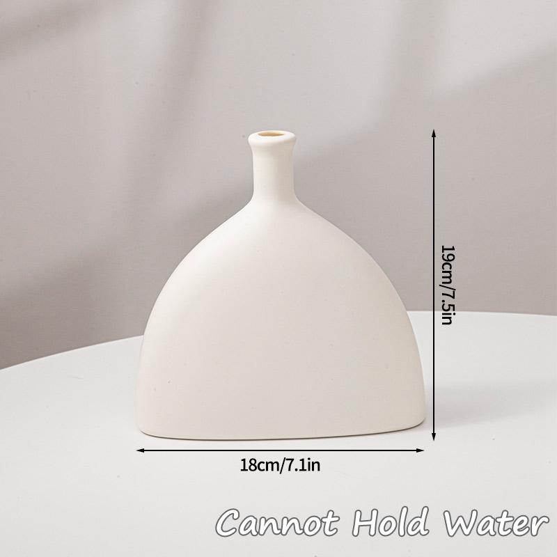 Imitation Ceramic Pure White Vase Decorative Vasen Single Branch Flower Arranging Ornament Donut Design Flowerpot Table Decor