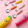3 STÜCKE Cartoon Karotte Löffel Baby Fütterung Utensilien Kind Besteck Set Nettes Kind Gabel Löffel Küche Gadgets Geschirr Gabel Teelöffel