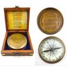 Antique Brown Finish Brass 3" Compass Maritime Stanley London 1885 Compass Gift Item. (Brown Antique Compass with Wood Box)