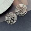 Artistic Openwork Round Earrings Dissymmetry Geometric Twist Iron Alloy Jewelry Comfortable For Office Party Occasions