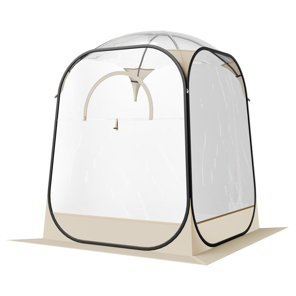 Pop-up Sportzelt, 1,27x1,27 m Klares Blasen-Zelt für 1 Person, Wasserdichter Outdoor-Pod mit Bodenmatte & Dachabdeckung, Garten-Iglu-Kuppelzelte Camping