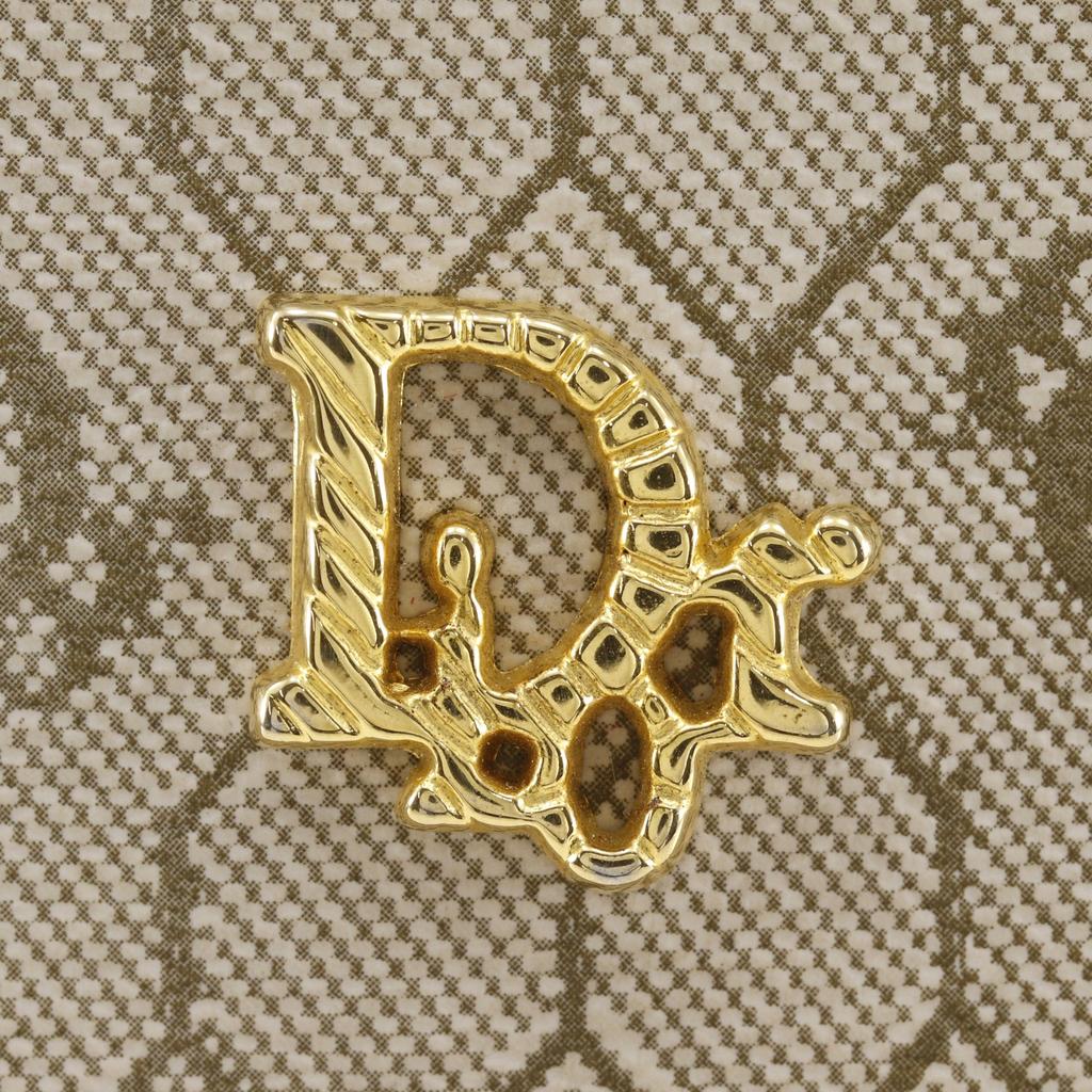 Dior Honeycomb pattern Chain Shoulder Shoulder Bag 2-way clutch vintage beige PVC Women Used