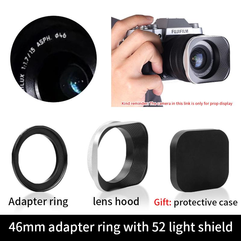 Metal Square Camera Lens Hood Compatible for Nikon16-50 Canon Sony Fuji15-45/35f2 Universal Photography Accessory 52/43/46/39mm