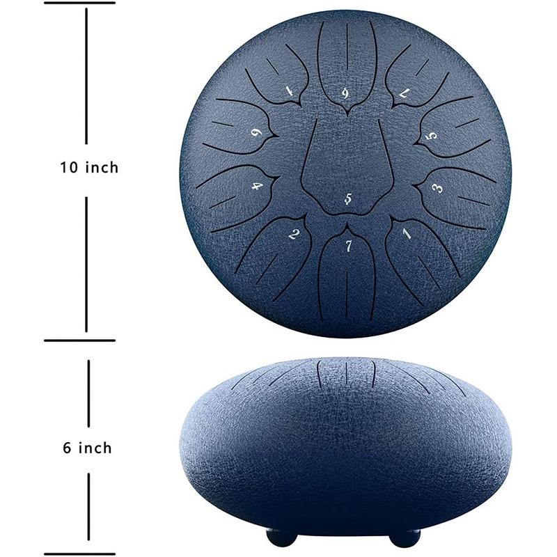 Hluru 10 Inch 11 Notes Glucophone Steel Tongue Drum D Tones Music Drum Ethereal Drum Percussion Instrument 11 Notes Steel Drum