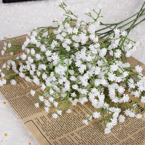 Artificial Babysbreath Realistic Plastic Fake Flower Home Office Wedding Party Table Centerpiece Indoor Outdoor Faux Bloom Plants Decoration