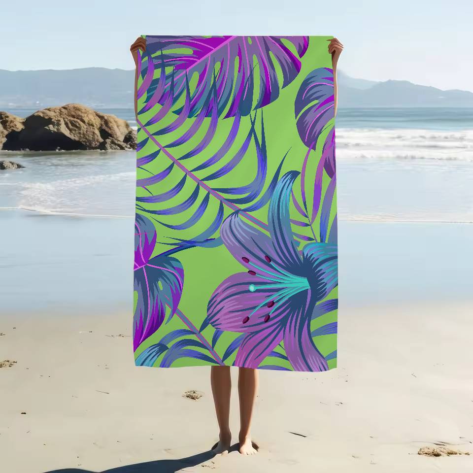 Tropical Plant Pattern Print Cartoon Beach Towel Cute Kawaii Room Decor Bath Girls Children Hand Towels For Bathroom Shower