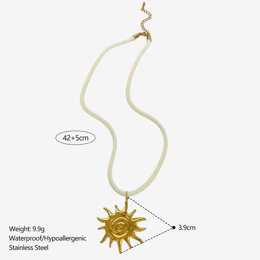 GHIDBK Exaggerated Stainless Steel Starfish Shell Conch Sun Pendant Necklaces for Women Fashion Ocean Style Jewelry Summer Beach