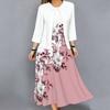 Oversized Ladies Two Piece Set Printed Slip Dress With Long Sleeve Open Front Cardigan
