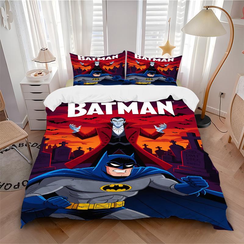 3pcs batman, superhero Duvet Cover Set (1 Duvet Cover + 2 Pillowcases, No Core) - Comfortable, And Breathable Bedroom Decoration yy251104084