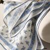 French retro blue silk square scarf 16 mmi small silk scarf gentle wind commuter accessories multi-purpose headscarf