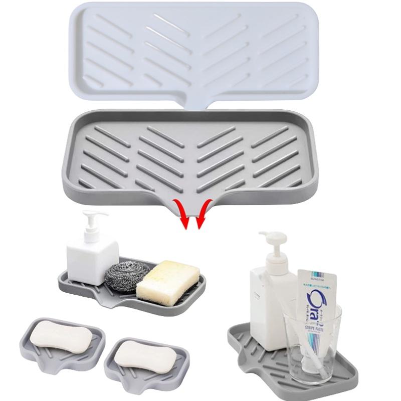 Premium Quality Silicone Soap Holder With Drainage Pad Large Size Slate Grey