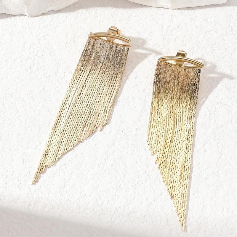 Portable Copper Tassels Earrings Comfortable All Day Wear Daily Fashion Jewelry