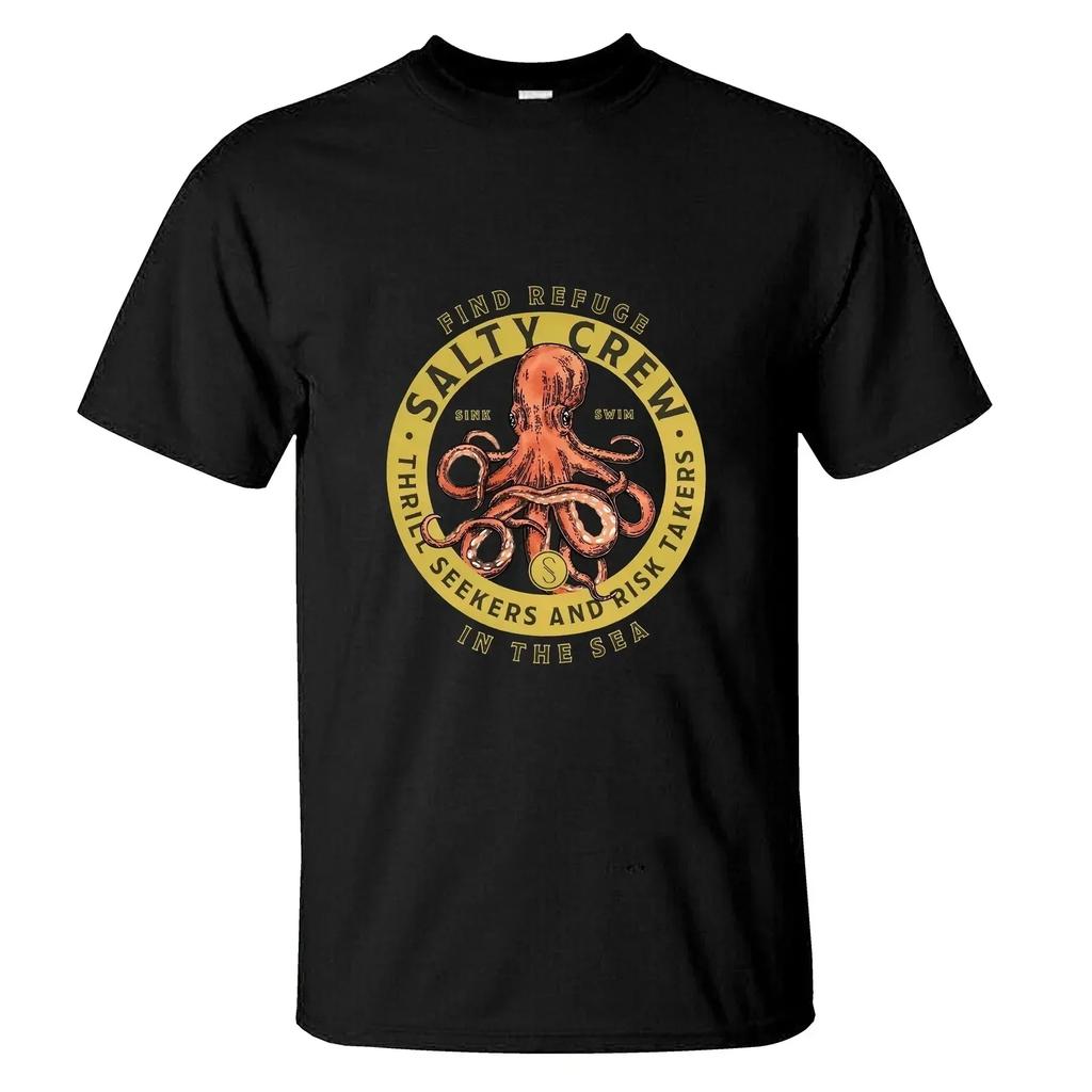 Amazing T-shirt Men's Stylish Cotton T-shirt Casual Oversized Essential Salty Crew Classic T-shirt Men's Black T-shirt Graphic S