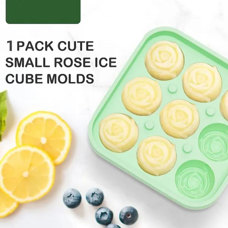 3D Rose Ice Molds 9 Holes Ice Cube Tray Mold Flower Shape Silicone Icy Mold Ball Maker Kitchen Bar Utensils Tool Accessories