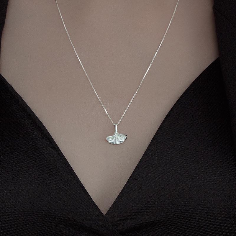 Banyan Tree S925 Silver Ginkgo Leaf Pendant Necklace - Elegant, Versatile Gift for Her