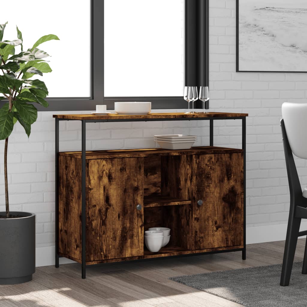 Sideboard Smoked Oak 100 x 35 x 80 cm Engineered Wood