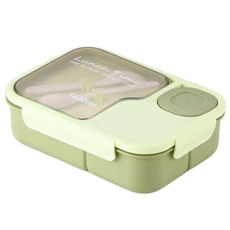 

Portable Lunch Box Set With Utensils Functional Food Storage Case with Separate Sections and Tool for Enjoy Meals зелёный