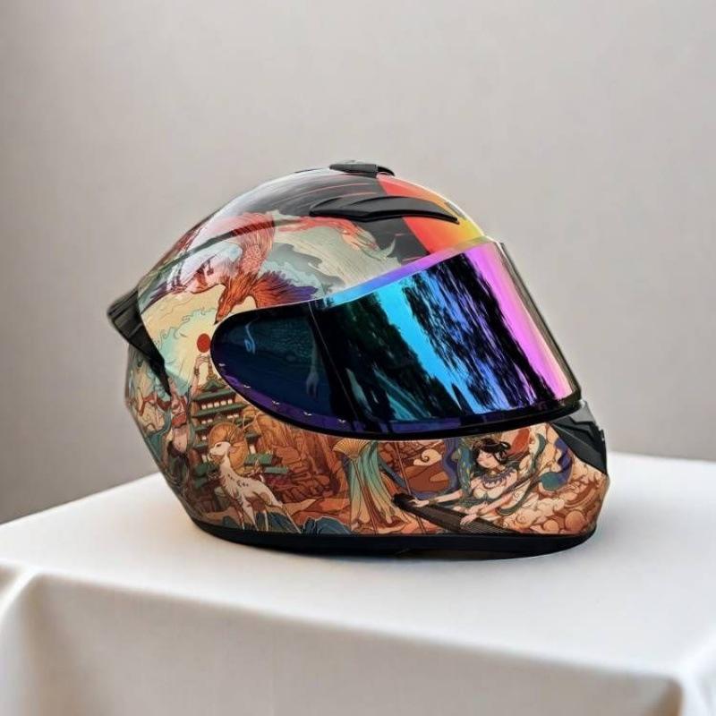 New Locomotive Motorcycle Men's and Women's 3c Full Helmet Motorcycle Personalized Handsome Safety Helmet Winter Windshield Helmet