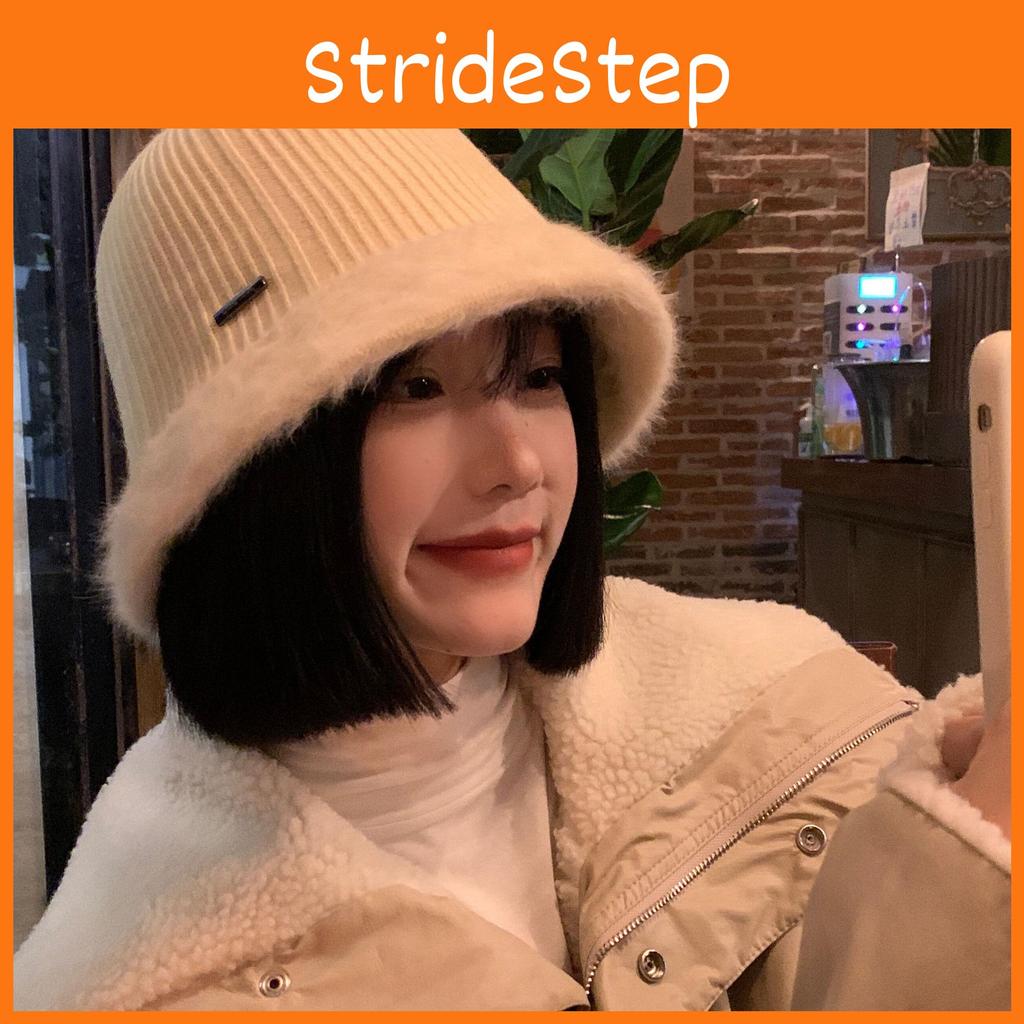 Knit Cozy Winter Bucket Hat Women Warm Fluffy Large Brim Fashion Accessory