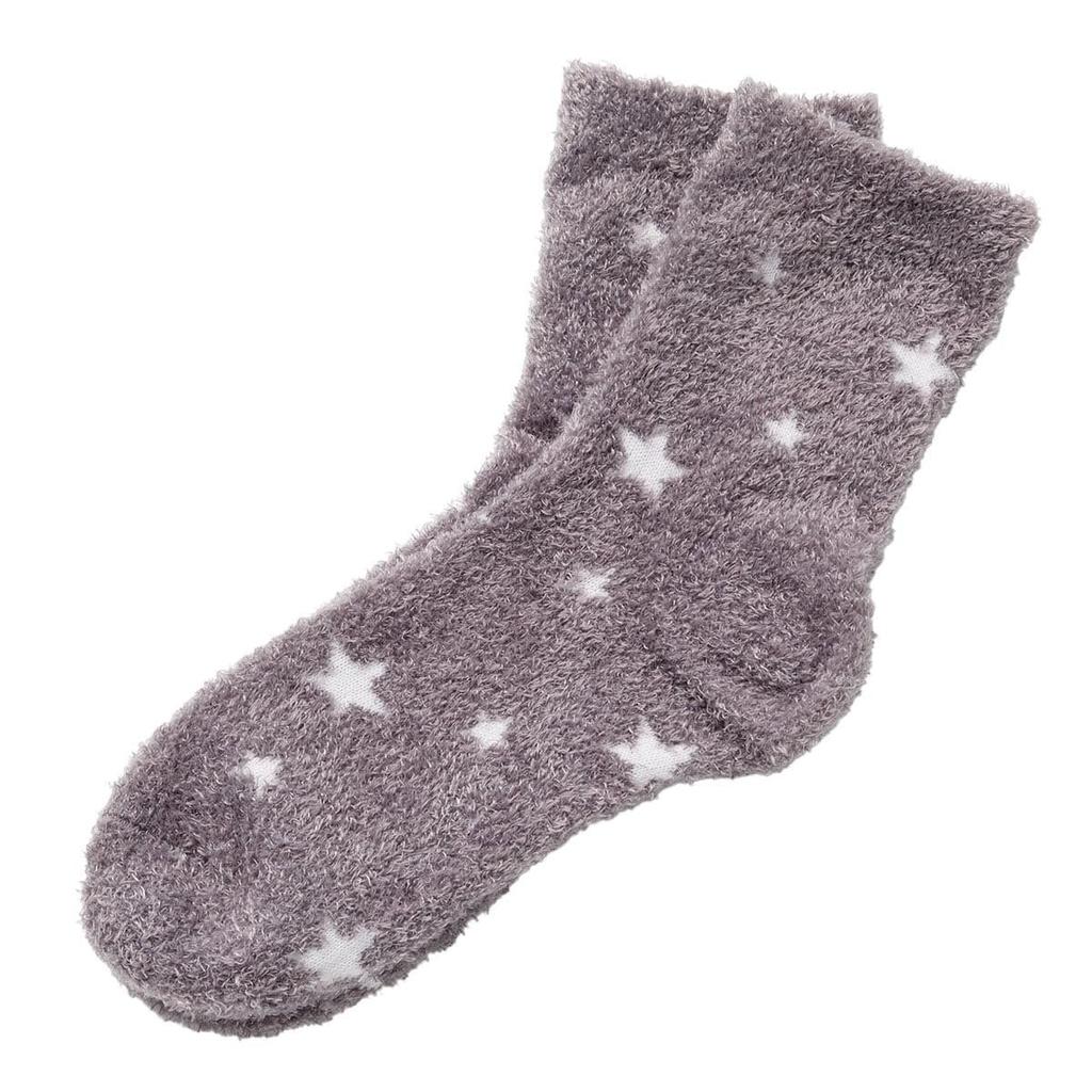 NITORI Moisturizing Fluffy Socks 2-Pair Set Grey 23-25cm Silk Protein Infused Relaxing Cozy Bed Socks