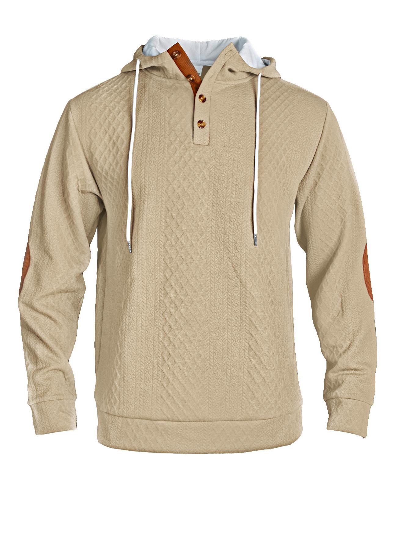Cross-Border Men s Stylish Solid Color Hooded Sweatshirt - Light Luxury Casual Long Sleeve Top Small