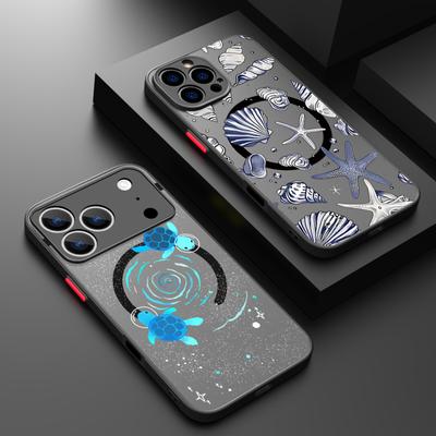 Sea Turtle Conch Whale Pattern Case For iPhone 17 Pro Max Magnetic For Magsafe Hybrid TPU+PC Matte Cover For iPhone 16 Pro Max 15 14 13 12 11 16E Air