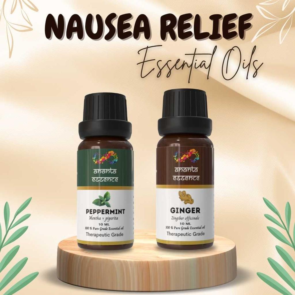 Ananta Nausea Essential Oil Combo – Peppermint & Ginger Aroma Oils (10 Ml × 2)