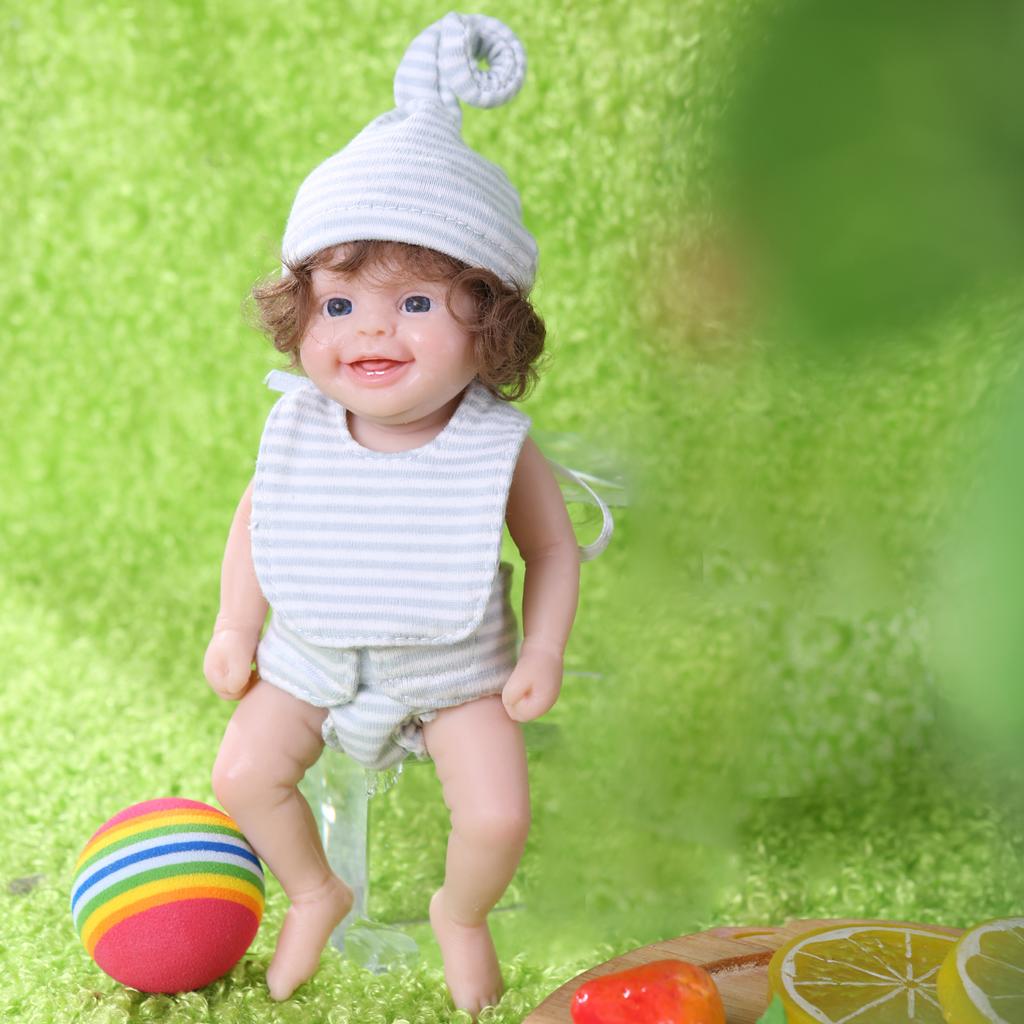 6 Zoll Baby Reborn Puppe Pflegepuppe Ganzkörper Silikon Baby Junge Reborn Spielzeug Erziehungsspiel Beliebtes Geschenk Display Puppe