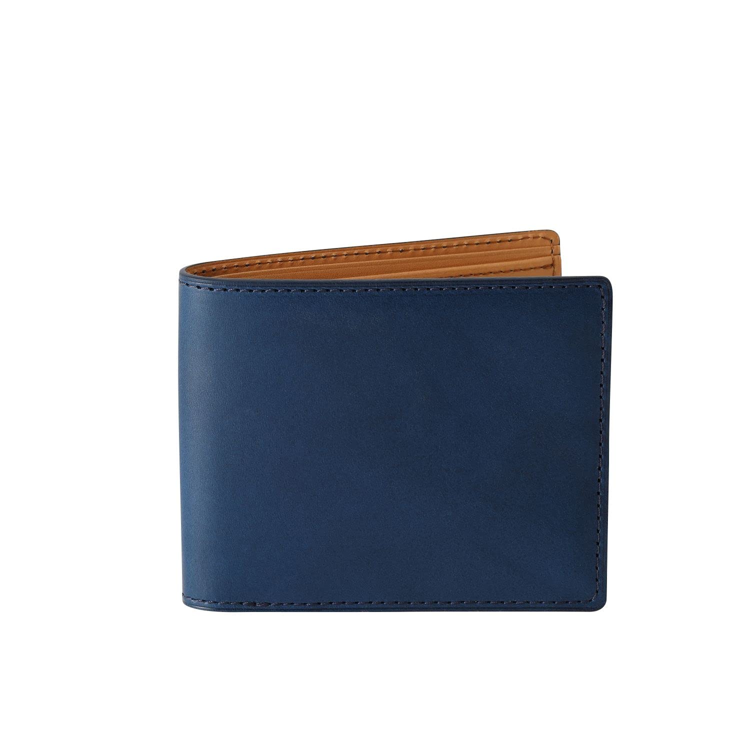 

Bell la bell Men s Bifold Wallet (NavyNo Coin Pocket) Genuine Leather with Card Slots and Bill Compartment, Slim Design (Made in Japan) Buttero