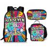 Hip Hop Populární Vtipné 67 šest sedm 3D Tisk 3ks/Sada žák Školní tašky Batoh na notebook Denní batoh Batoh Crossbody Taška na oběd Pouzdro na tužky