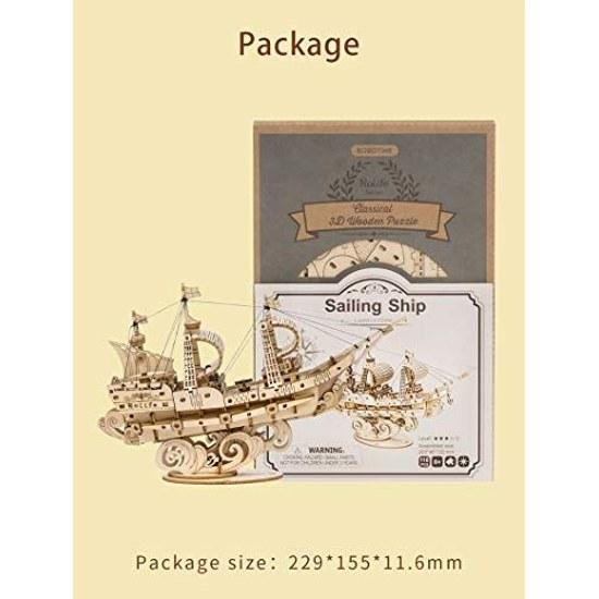 Robotime 3D Puzzle Wooden Craft Gift Toy Educational Boys Girls Adults Entrance Celebration Year Birthday Christmas Present (Sailing Ship TG305)