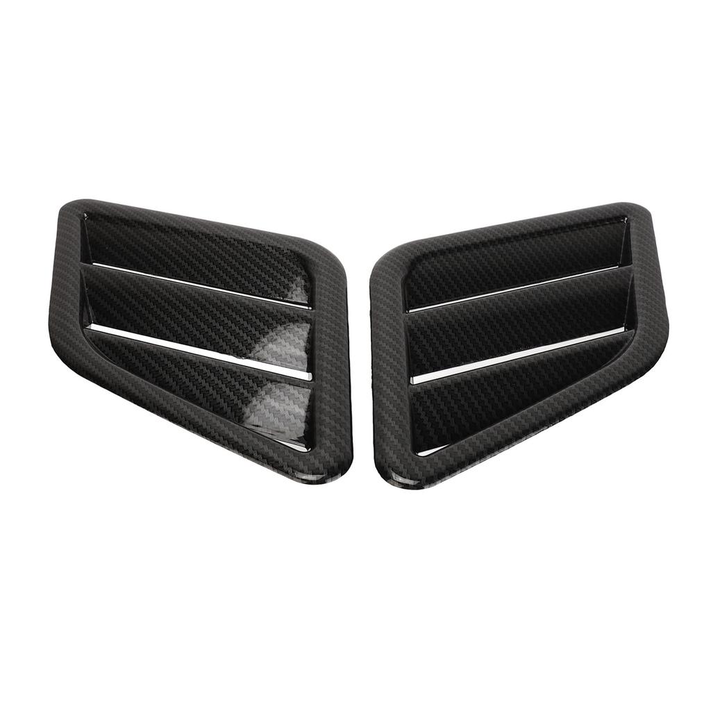 2 Pcs Engine Hood Air Vent Cover ABS Front Upper Bonnet Hood Air Outlet Grille Replacement for Ford Carbon Fiber Style