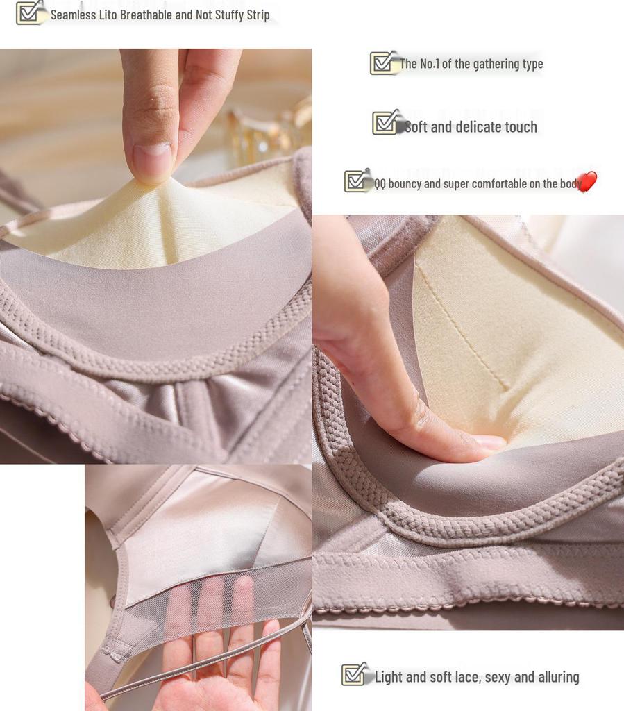 Original Luminous Satin Uplift Bra: Wire-Free, Adjustable, Side Support, Beautiful Shaping