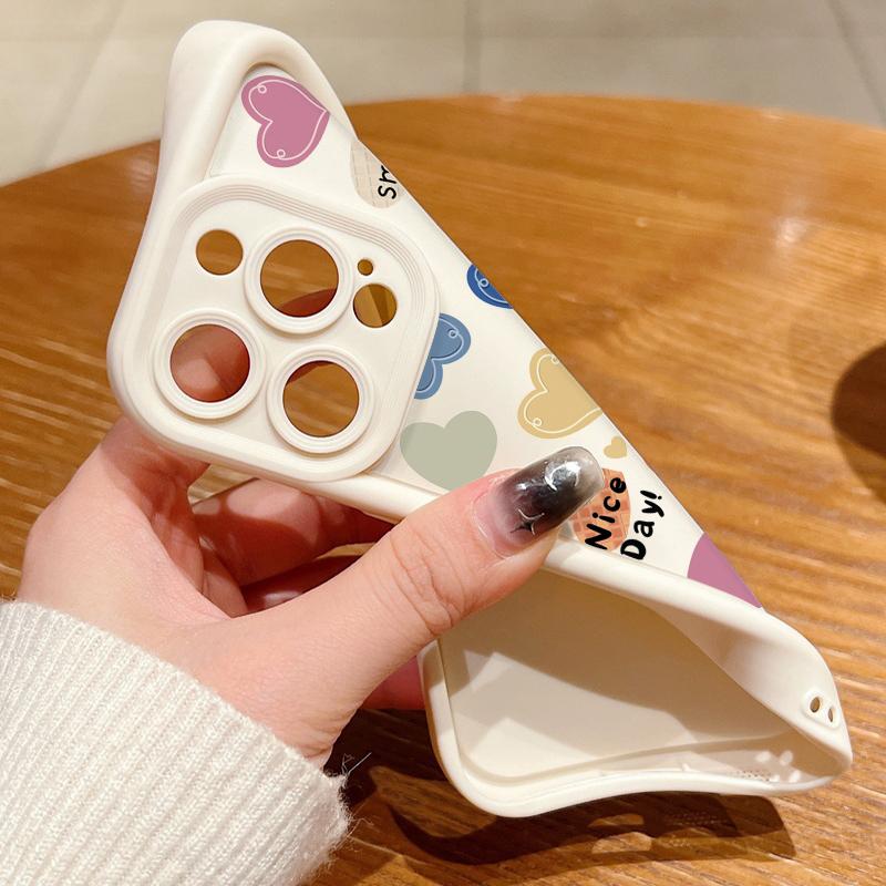 Colorful Love Hearts Pattern Case For IPhone 16 Pro Max 15 14 Plus 13 12 11 Pro Max Shockproof Soft TPU Phone Cover Funda Coque