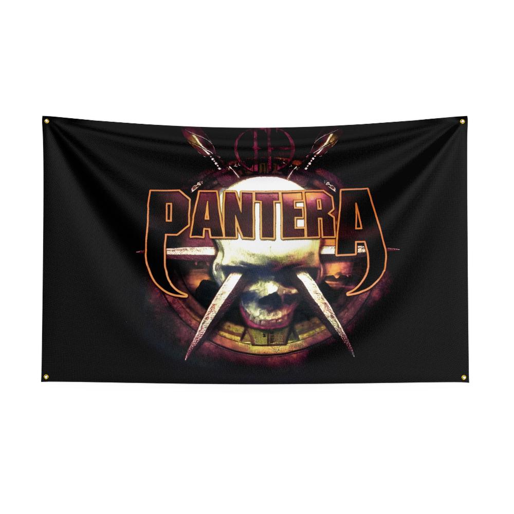 Ppanteras Flag Rock Music Band Banner 3x5ft With Brass Grommets Hd Printing Tapestry Exhibition Music Band Fans Garage Decor