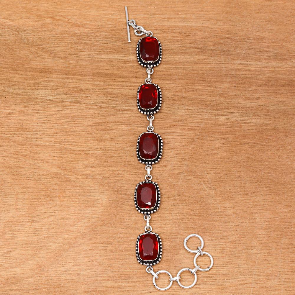 Mozambique Garnet Quartz Jewelry bracelet &Earring 7-8''