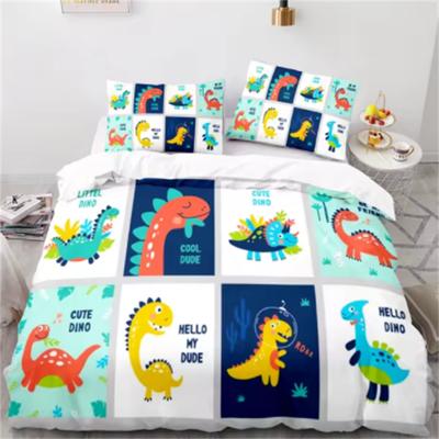 3D Cartoon Dinosaurier Bettwäsche Set Niedlicher Bär Bettdecke Bettbezug Set Bettwäsche Einzel Doppel Queen King Größe Heimdeko Kinder Kawaii