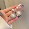 S925 Sterling Silver Needle Diamond-Inlaid Square Pearl Earrings, 2023 Trendy Fashion Versatile Women's Style