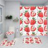 Strawberry Pink Shower Curtain Set Girls Woman Fruit Summer Bathroom Decoration Bathtub Rug Mat Home Carpet Toilet Lid Cover