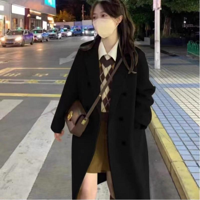Womens Wool Blend Coat Longline Tailored Fit Elegant Office Chic Winter Outerwear