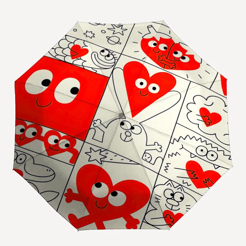 

1pc Heart Characters Umbrella That Opens Closes Automatically Perfect Gift with a Convenient Folding Mechanism 96