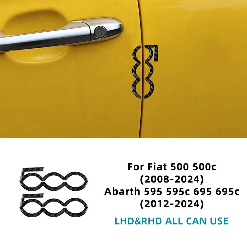 

Real Soft Carbon Fiber Car Door Edge Decor Trim Sticker For Abarth 595 695 595C 695C 2012-2024 /For Fiat 500 500C 2008- 2024 2PCS Black Carbon