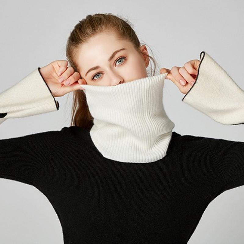 Autumn Winter Knitted Warm Neckerchief Solid Color Soft Versatile Neck Collar Men's and Women's Warm Scarve Scarfs