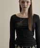 ILLIO Black Faux Leather Cross Necklace Top