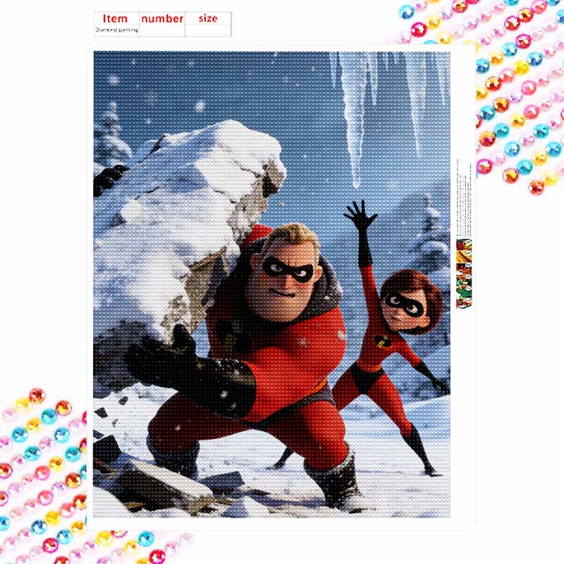 Disney Diamond Art Painting Kit 5D Diamond Painting The Incredibles Dot Art Gemstone Crystal Art Paint Diamond Home Wall Decor