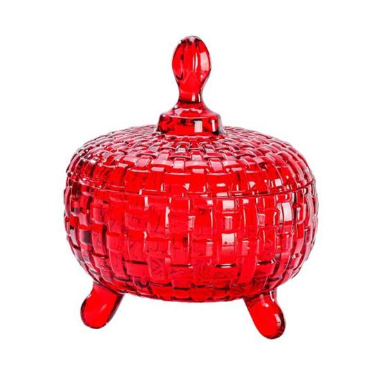 Large Glass Candy Dish with Lid Hand Painted Colorful Candy Jar Decorative Jewelry Box Wedding Buffet Biscuit Container for Cookies Nuts Chocolates