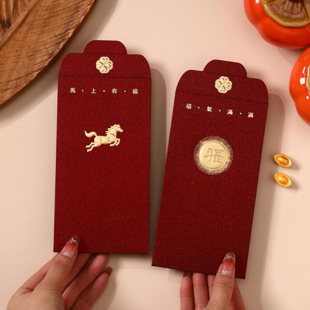 6Pcs/Pack 2026 Relief Horse Year Red Envelope Spring Festival Red Packet Bag Traditional Lucky Money Pockets New Year Gifts