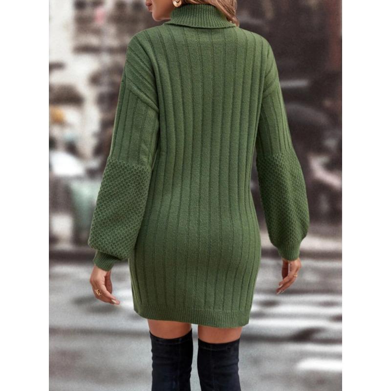 DAFIFY Women's Fashion Casual Fall Winter Solid Color Print Long Sleeve High Neck Sweaters